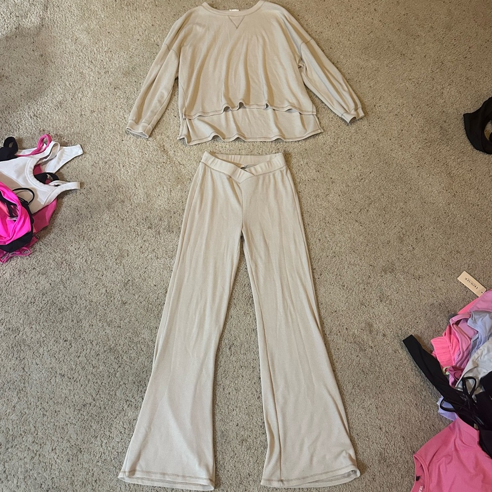 Altar'd State Cream Waffle Knit Set